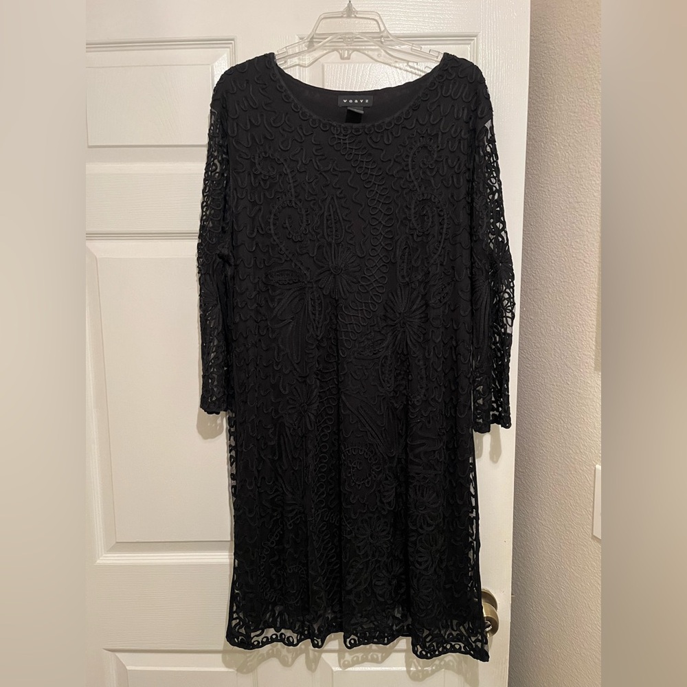 Weavz Elegant Black Embroidered dress